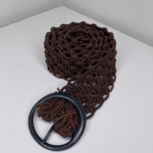 🌟 Woven Wide Leather Braided Brown Women's Belt 🌟
